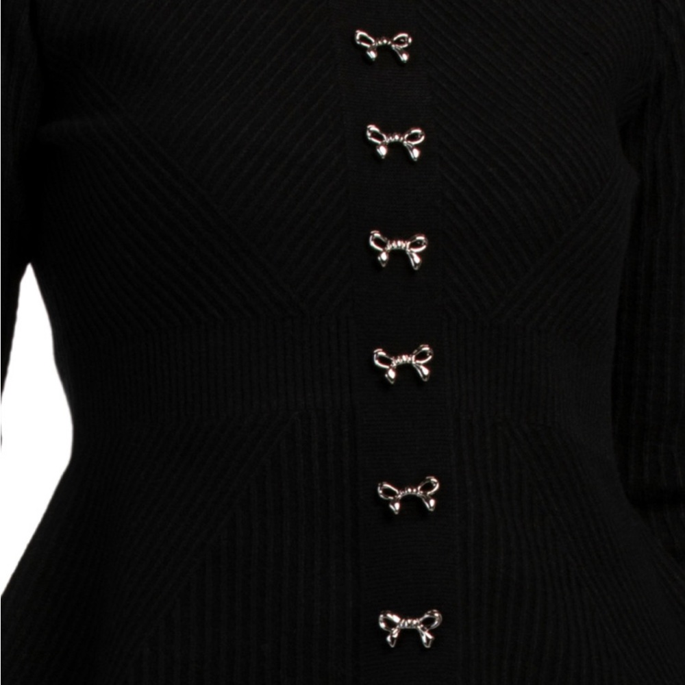 Nanette Lepore Ribbed Sweater with Bow Accents - Picture 3 of 3